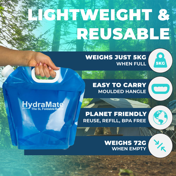 HydraMate 5L Water Carrier Foldable Bottle Pack of 2. BPA FREE. - SwimCell